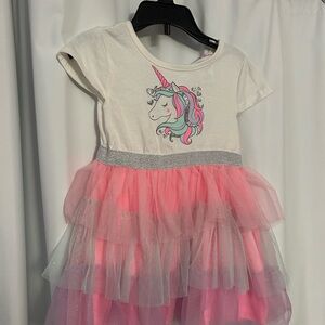 Little Lass Unicorn Dress with Pink and Silver Details